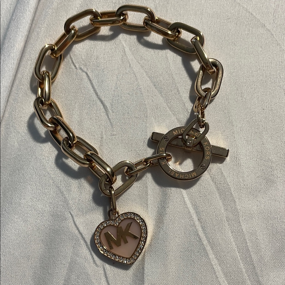 Michael Kors Gold color Chain Bracelet with Heart Charm